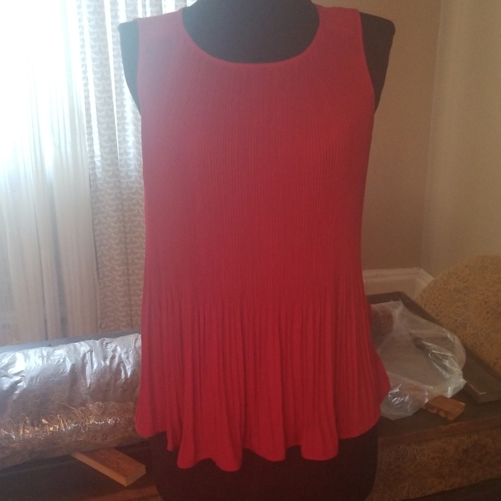Pleated front shell/ sleeveless top